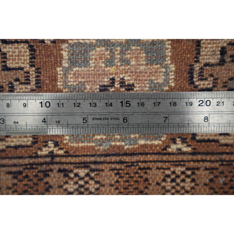 Hand Knotted Oriental 100% Wool Carpet Traditional Medallion Brown Bokhara Area Rug - 8' 11'' X 6' 1''