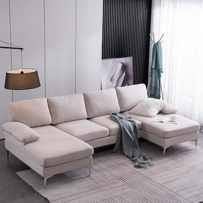 U-Shaped Fabric With Two Imperial Concubine Iron Feet 4 Sectional Sofas