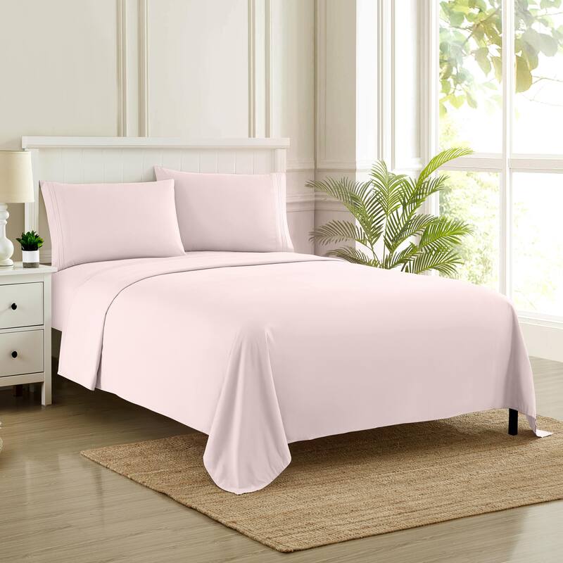 Deep Pocket Soft Microfiber 4-piece Solid Color Bed Sheet Set
