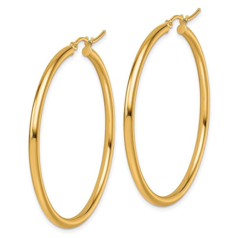 Curata 14k Yellow Gold Polished Lightweight Tube Hoop Earrings - 45x45mm
