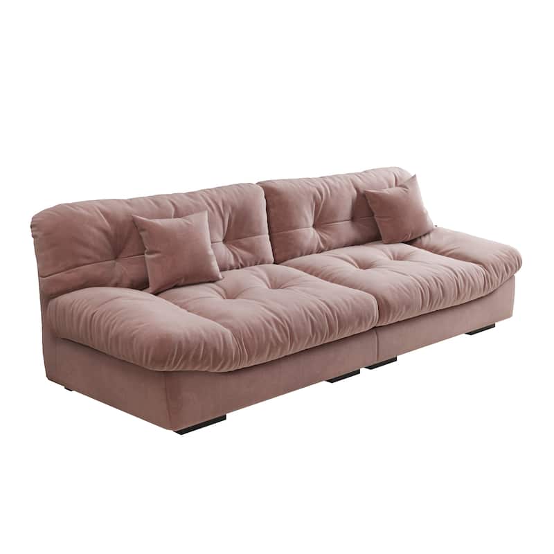 Cloud Modular Sectional Sofa,105" Scrub Velvet Minimalist Sofa Couch with 2 Pillows