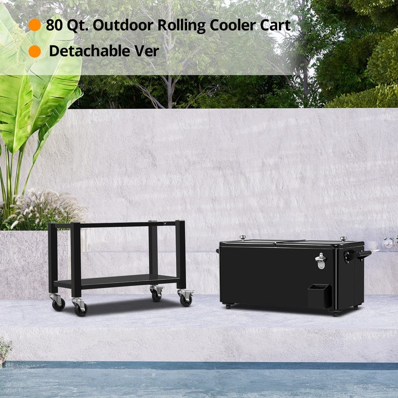 Detachable Upgraded 80QT Patio Cooler Wheeled with Tray