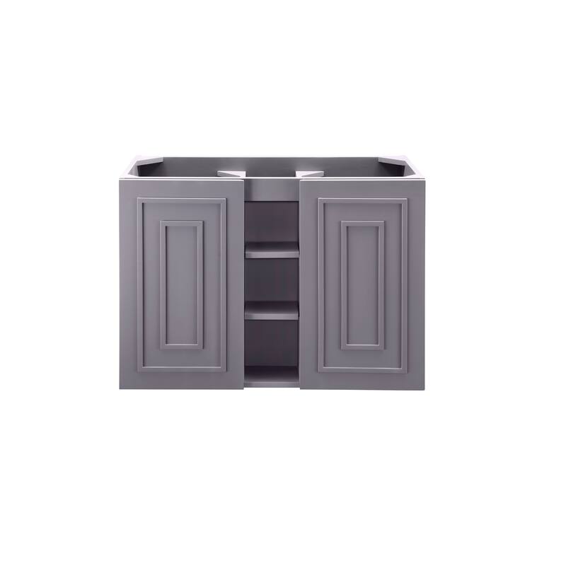 James Martin Vanities Alicante 39.5" Single Vanity Cabinet, Gray Smoke, w/ White Glossy Composite Stone Countertop