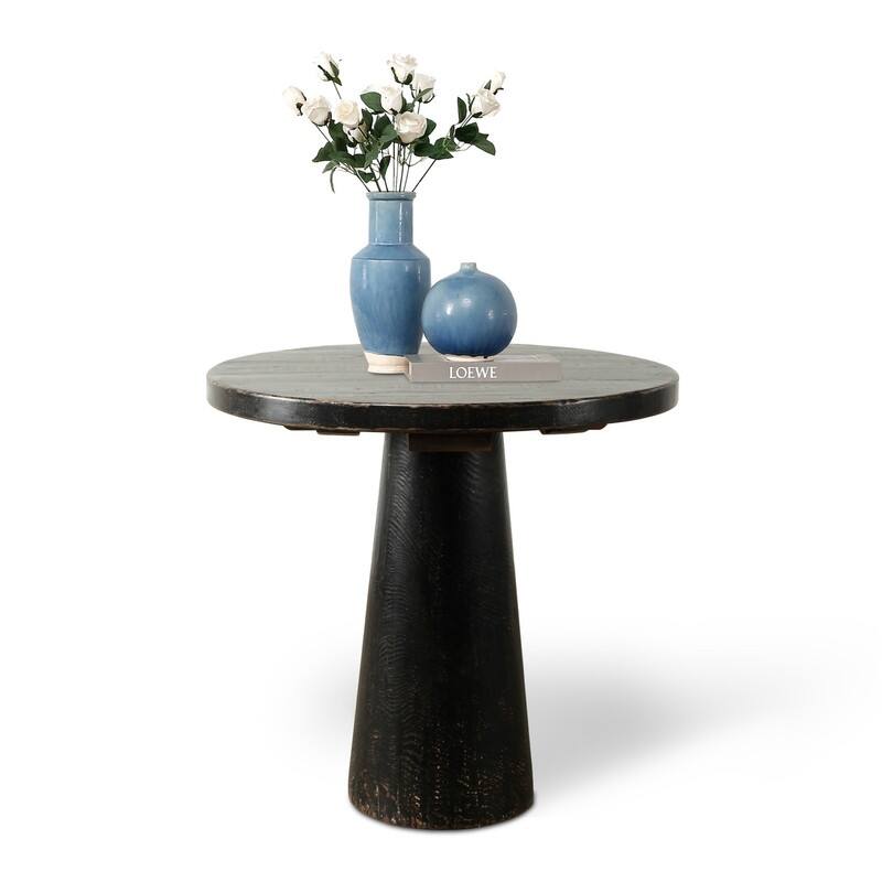 Catania 32" Round Table Distressed Black