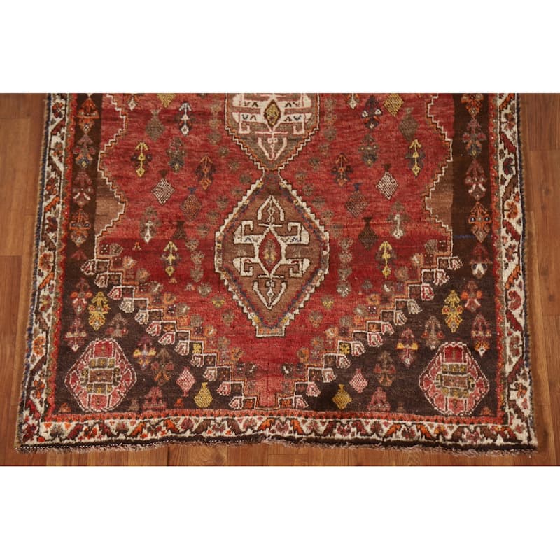 Traditional Shiraz Persian Vintage Area Rug Handmade Wool Carpet - 3'6"x 5'5"