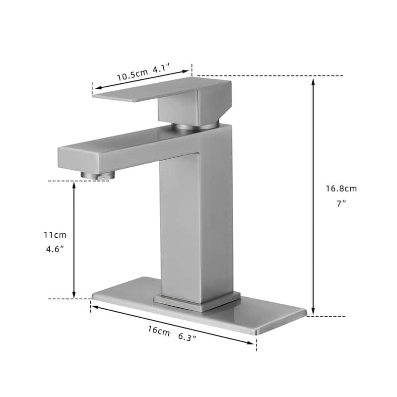 Single Hole Waterfall Bathroom Faucet with Pop-up Drain Brass 1 Handle Modern Bathroom Sink Basin Taps with Deck Plate