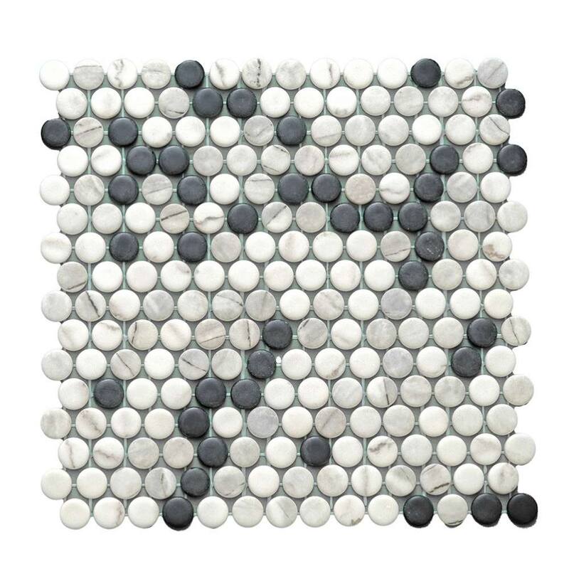 The Tile Life Eterna Penny 12x12 Round Glass Mosaic Floor, Wall & Backsplash Tile