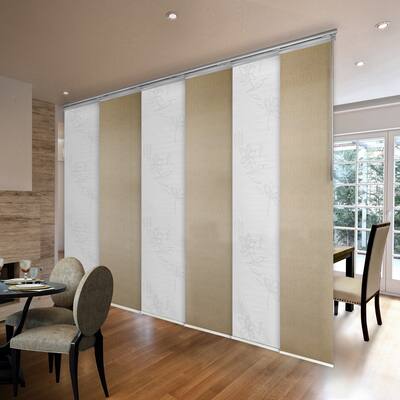InStyleDesign 6-Panel Single Rail Panel Track Extendable 70"-130"W x 94"H, Panel width 23.5", Floret, Rosa