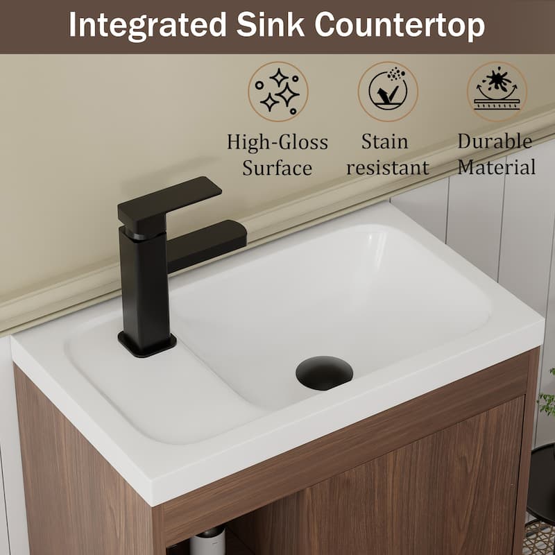 Single-Door Wall Cabinet with Integrated Basin