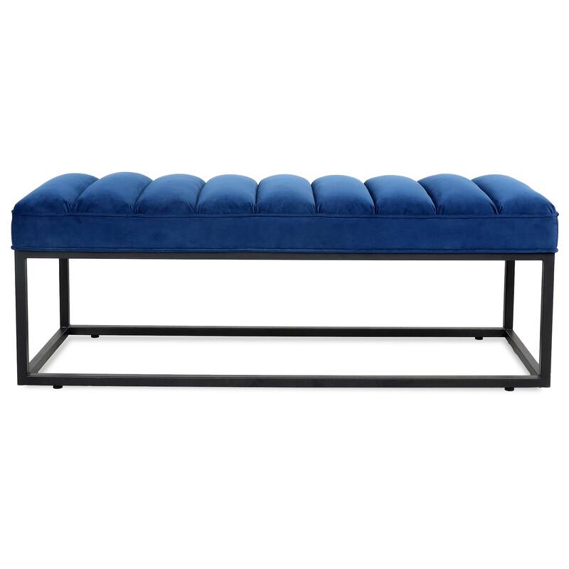 Metal Base Upholstered Bench Footstool for Entryway Living Room