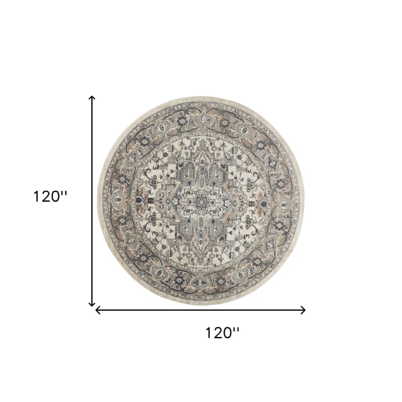 Mebus Power Loomed Distressed Geometric Traditional Durable Area Rug By HomeRoots - 120' X '120' X '0.32