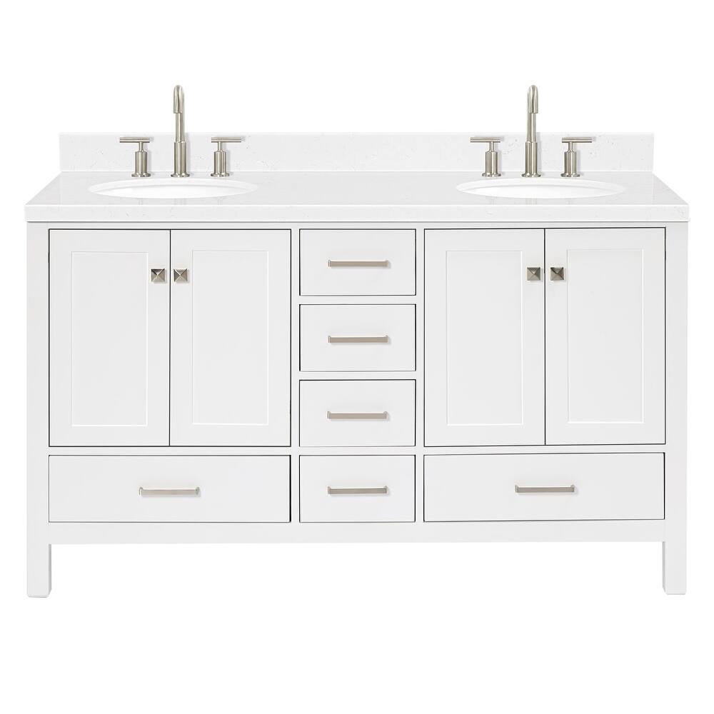 Ariel A060DCQOVO Cambridge 60" Free Standing Double Basin Vanity Set