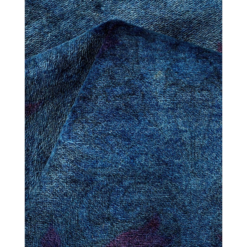 Overton Hand Knotted Wool Vintage Inspired Modern Contemporary Overdyed Navy Area Rug - 8' 0" x 10' 0"