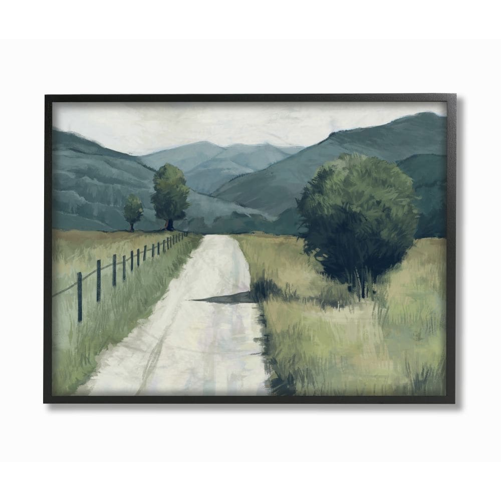 Stupell Farmland Fields Green Blue Landscape Painting Framed Giclee Texturized Art by Ziwei Li