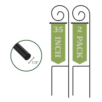Shepherds Hook 2-Pack - 35-Inch Small Shepherds Hooks for Outdoor Bird Feeder Pole, Lanterns or Wedding Decor by Pure Garden