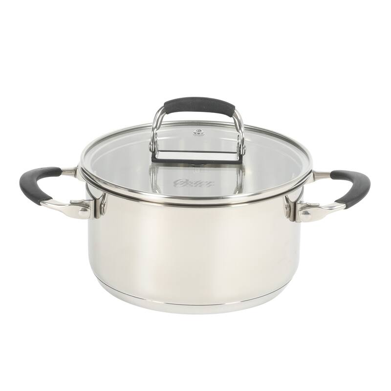 Oster Silverbolt 6 Piece Stackable Space-Saving Dutch Oven Sauce Pan Cookware Set