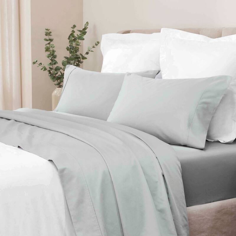 Blue Nile Mills Ultimate Fit Cotton Sateen Deep Pocket Sheet Set - Silver - Queen