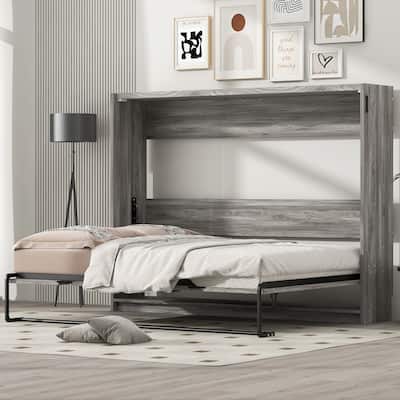 Full Size Murphy Bed - Folding Cabinet Bed with Space-Saving Design - Modern Wall Bed for Small Spaces