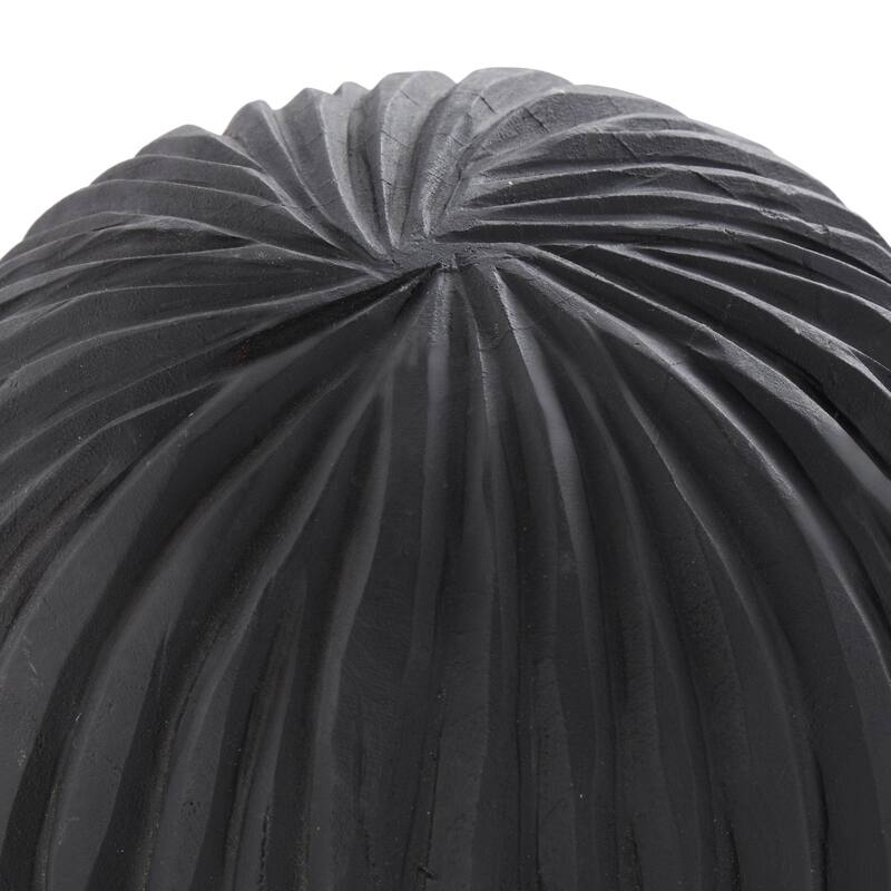 Teak Wood Handmade Carved Orbs & Vase Filler with Ridges - Set of 3 Brown or Black - Roche River Decor