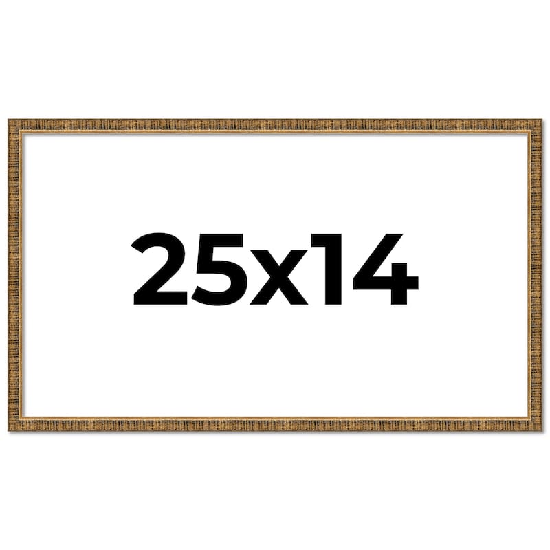 25x14 Frame Black Real Wood Picture Frame Kingsley Gold Distressed Photo Frame with UV Acrylic Foam Board Backing &