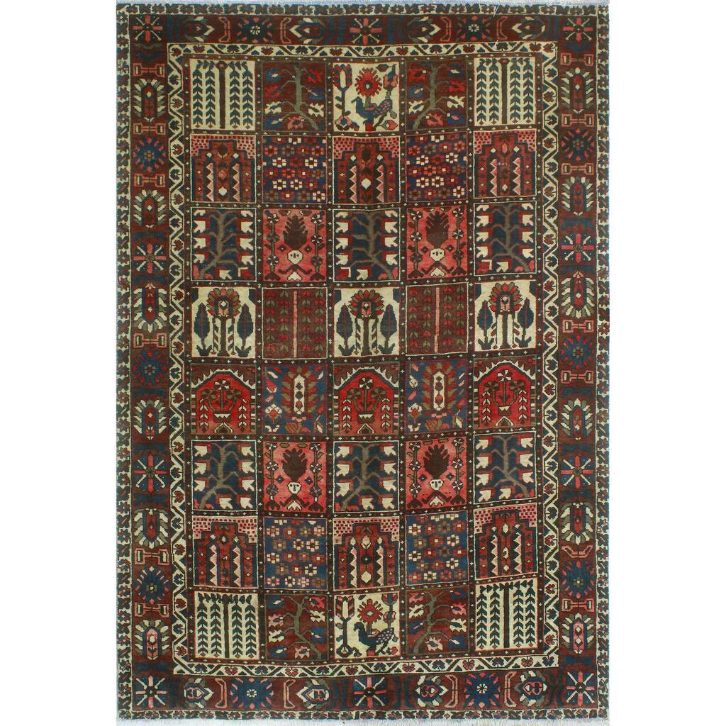Fine Vintage Bakhtiari Otto Navy/Brown Rug - 6'6" x 9'11"