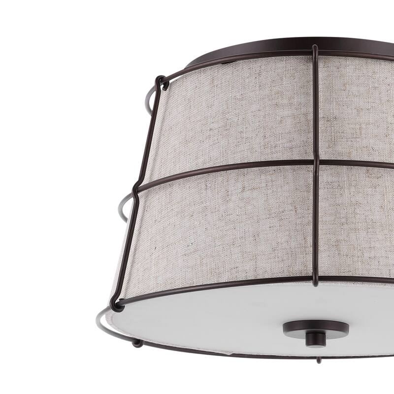Chadwick 14" 2-Light Rustic Farmhouse Iron LED Flush Mount, Oil Rubbed Bronze by JONATHAN Y - 2 Light