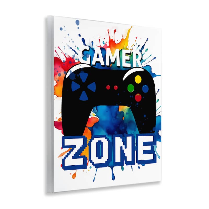Stupell Vivid Modern Gamer Zone Wall Plaque Art Design By Kim Allen