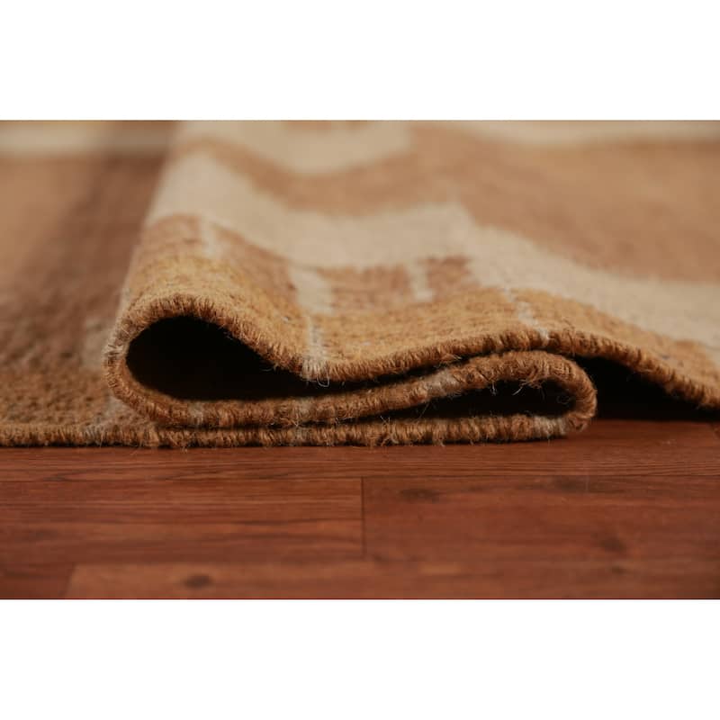 Hand Woven Oriental 100% Jute Carpet Southwestern Modern Brown Kilim Area Rug - 13' 7'' X 10' 2''
