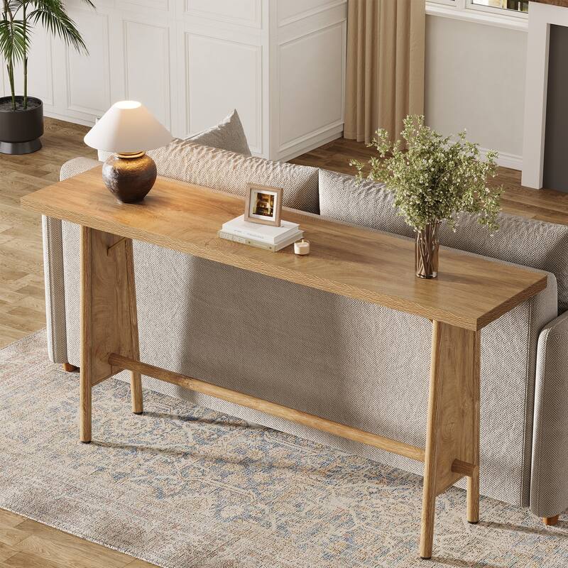 63" Long Console Table, Modern Entryway Table with Metal Legs