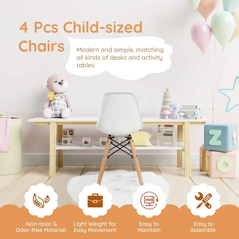 Costway 4 PCS Kids Chair Set Mid-Century Modern Style Dining Chairs w/ - See Details