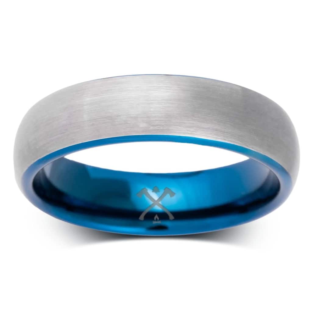 Manly Bands THE MODEL Tungsten Blue Plated 6mm Satin Band