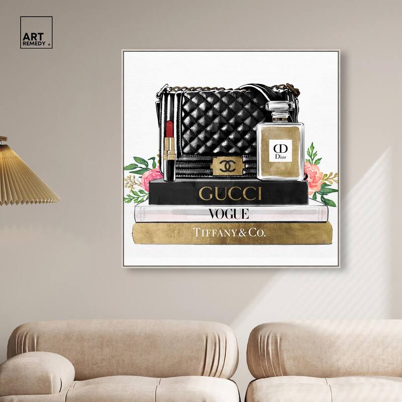 Luxury Paris Handbag and Books Canvas by Art Remedy