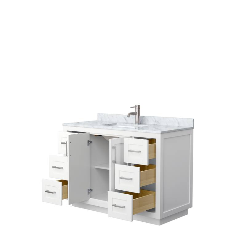 Miranda Single Vanity Set, White Carrara Marble Top, No Mirror