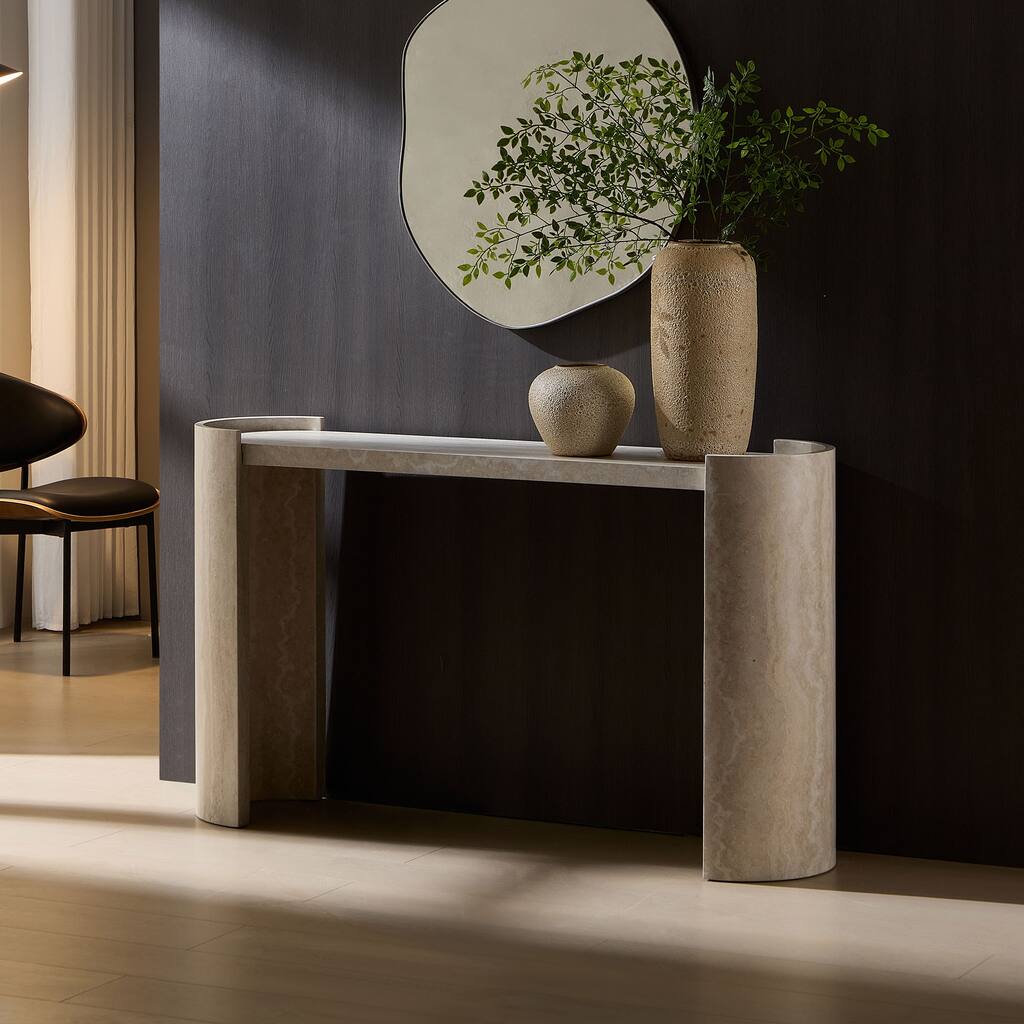 53.15 Inch Faux MARS marble Pattern Entryway Table for Living Room,Narrow Console Table wit, Sofa Table Entrance Table