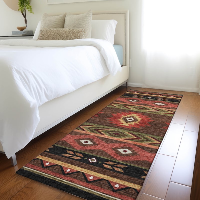 Premium Washable Super Soft Boho Tribal Mayfield Rug - Brown - 2' 3" x 7' 6" - Runner