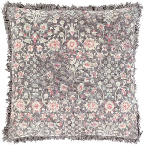 Millie Printed Floral Damask Cotton Throw Pillow