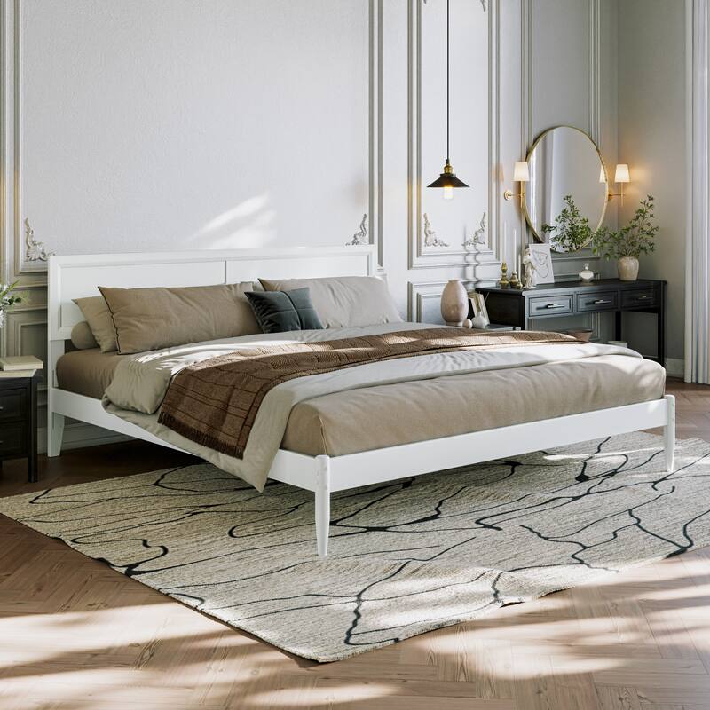 Ellarie Platform Bed with Adjustable Headboard - King - White