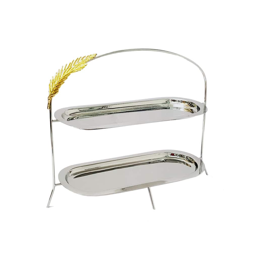 2-Tier Stand with Gold Fern: 16x6"