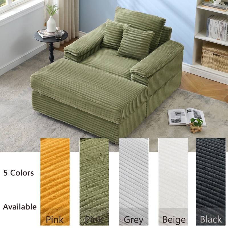 Corduroy Single Sofa+Ottoman, Cup Seats and No Cup Seats