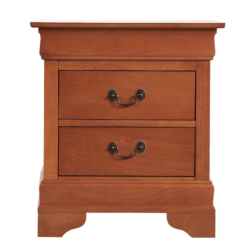 Vintage Style Wooden Nightstand with 2-Drawer - 24" - Brown