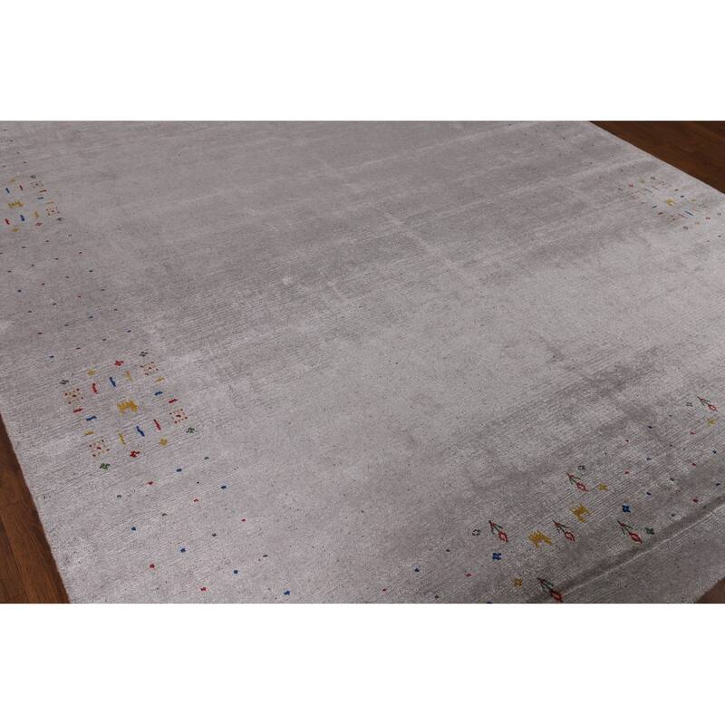 Tribal Gabbeh Oriental Area Rug Handmade Silk Carpet - 7'11" x 9'9"