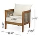 preview thumbnail 55 of 69, Burchett Outdoor Acacia Wood and Wicker 4 Seater Chat Set with Optional Sunbrella Cushions by Christopher Knight Home