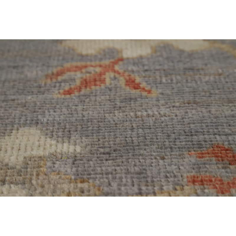 Hand Knotted Oriental 100% Wool Carpet Transitional All-Over Greys & Charcoal Oushak Area Rug - 9' 9'' X 8' 3''