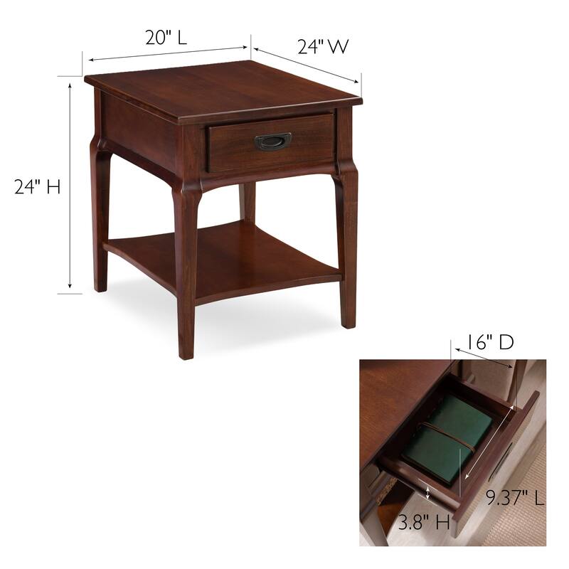 Stratus Solid Wood End Table with Shelf and Drawer