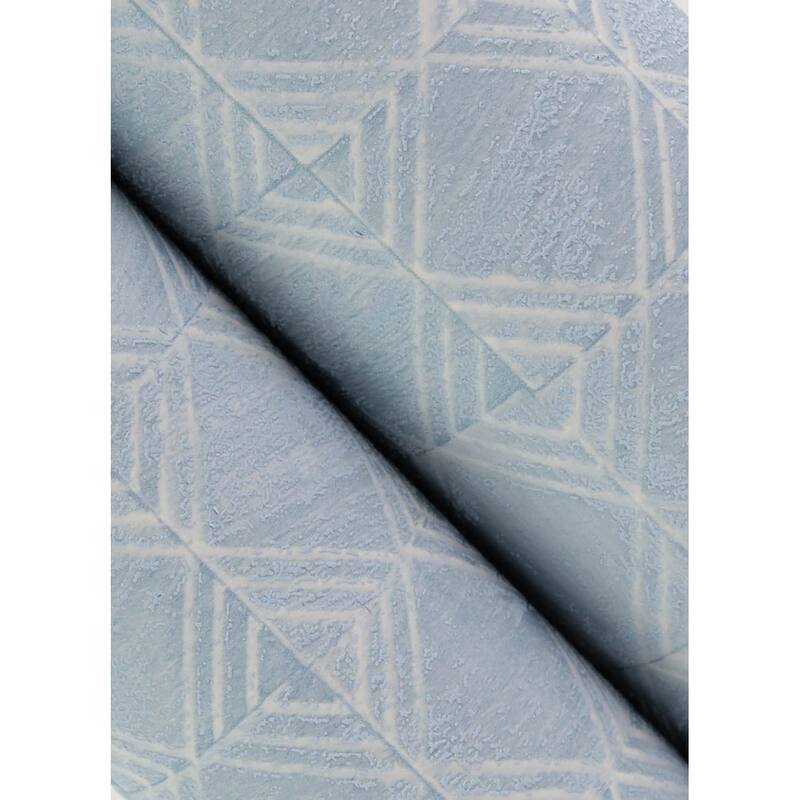 Chesapeake Button Block Blue Geometric Wallpaper
