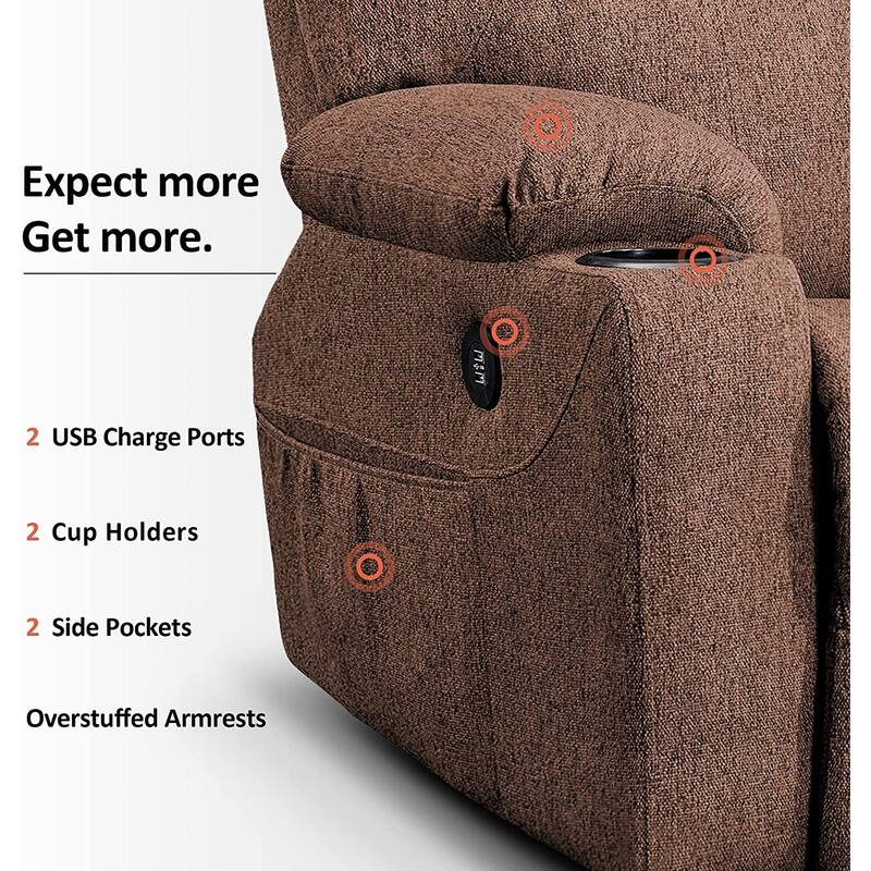 MCombo Electric Power Lift Recliner Chair Sofa with Massage and Heat, 3 Positions, USB Ports, Fabric 7040