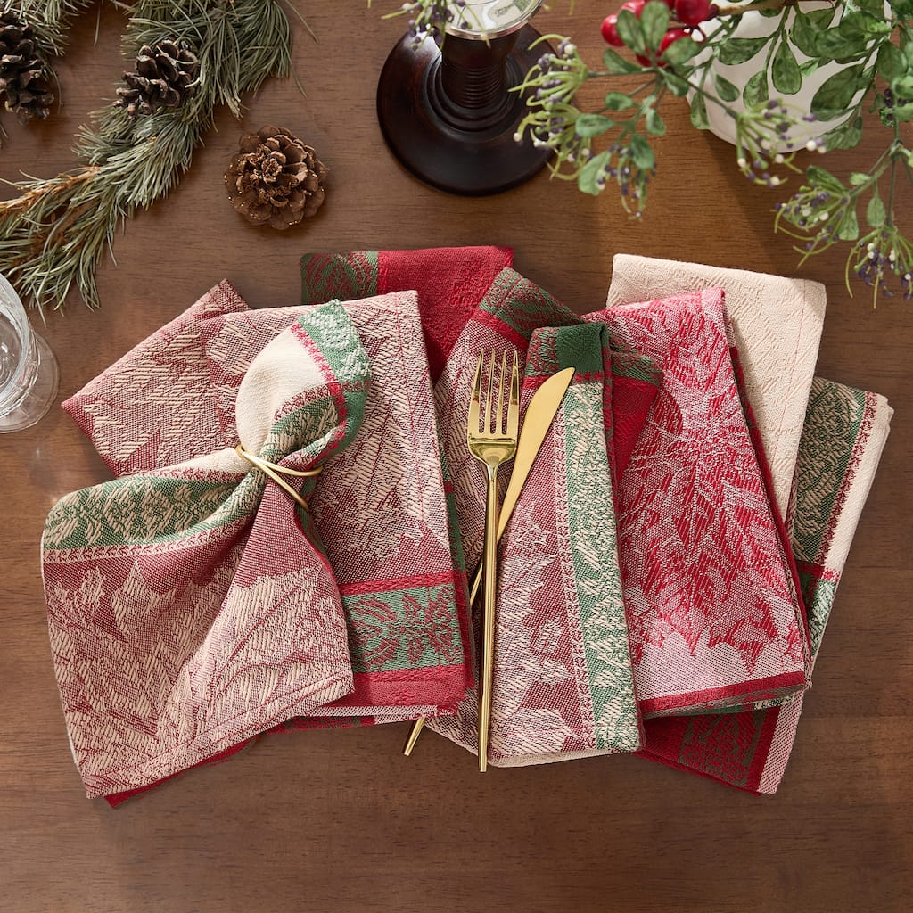Prestige Poinsettia Jacquard Napkin Set of 8