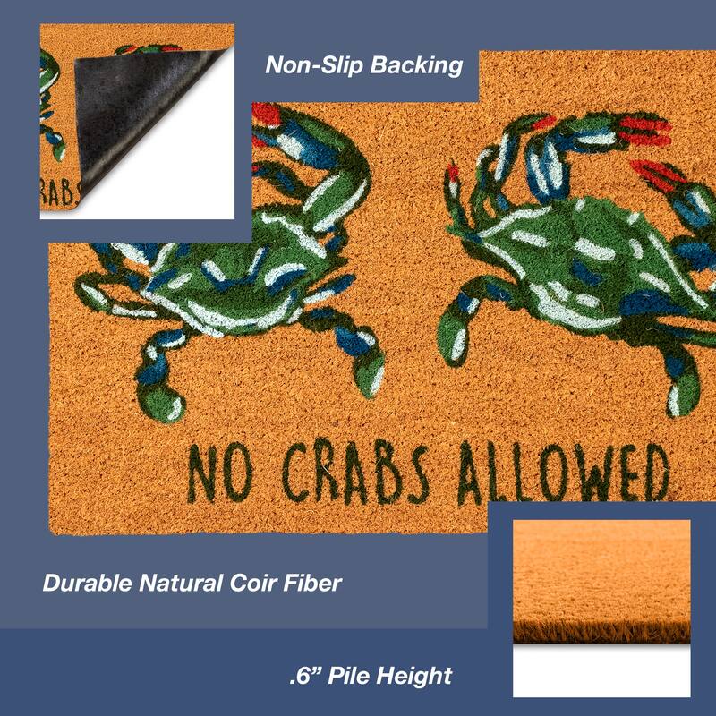Liora Manne Natura No Crabs Allowed Outdoor Mat Natural 18"X30"
