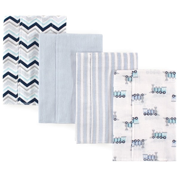 slide 1 of 1, Luvable Friends Baby Boy Cotton Flannel Burp Cloths 4pk, Train, One Size - Train - One Size One Size - Train