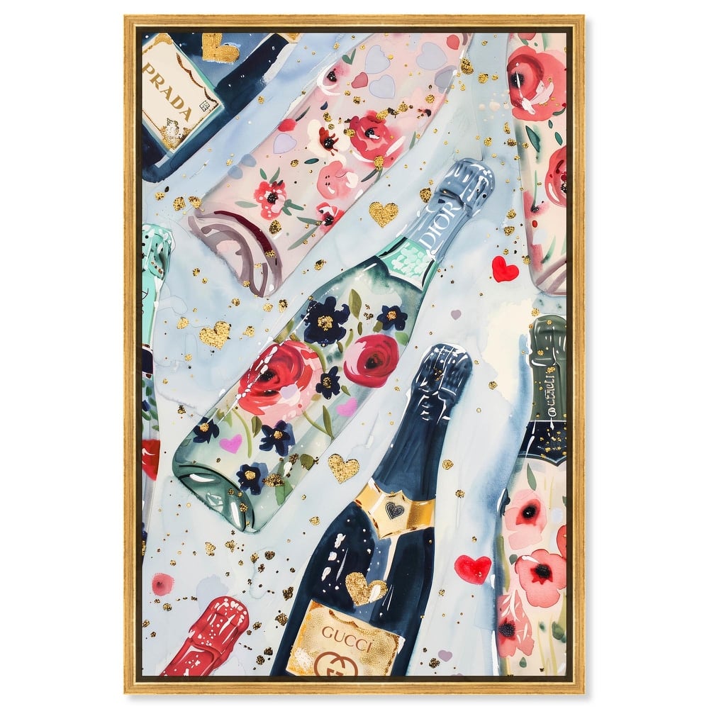 Fun Floral Champagne Canvas by Art Remedy